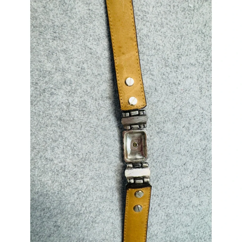 Brighton Belt Womens Small‎ Brown Croc Embossed Leather Mixed Metal S 44209